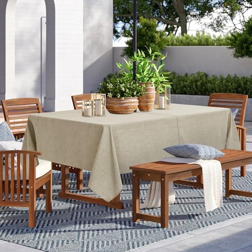 LUSHVIDA Outdoor Tablecloth with Umbrella - Durable and Water-Resistant