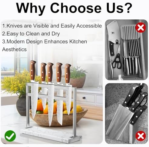 Magnetic Knife Block Holder - Marble Base