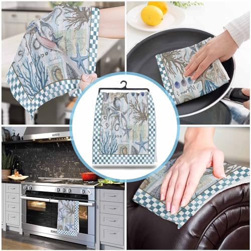 Elegant Coastal Octopus Kitchen Towels 18x28 Absorbent Quick Dry Sure to impress