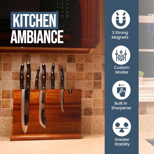 Elegant Acacia Magnetic Knife Block