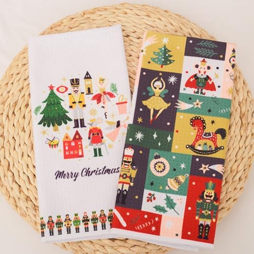 LXOMILL Nutcracker Christmas Kitchen Towels Set