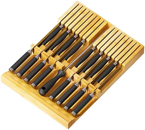 SpaceAid Bamboo Knife Organizer - Kitchen Drawer Storage
