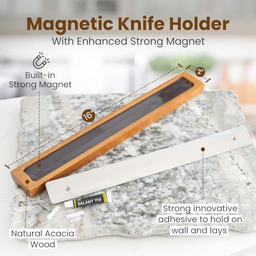 Sturdy Acacia Wood Magnetic Knife Holder for the Kitchen