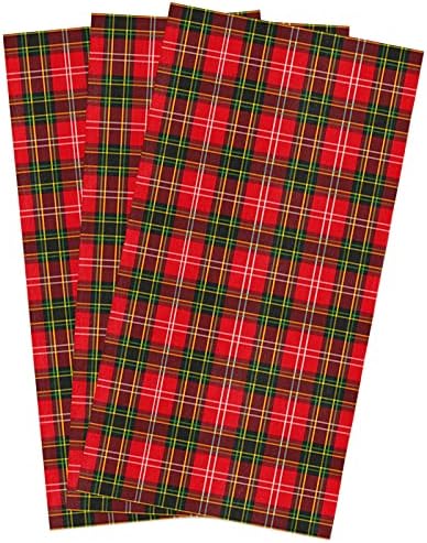 Beisseid Christmas Kitchen Towels Red Green Buffalo Plaid Soft Fingertip Hand Towels Set