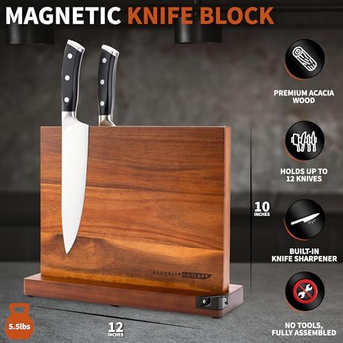 Magnetic Knife Block with Acacia Wood