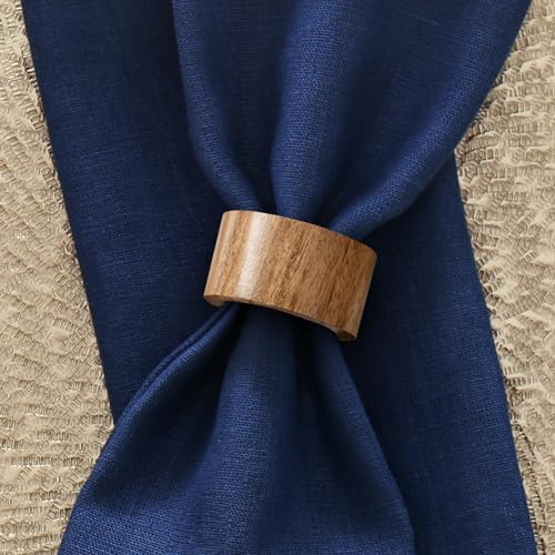 MyGift Rustic Natural Solid Acacia Wood Rings for Dining Napkins
