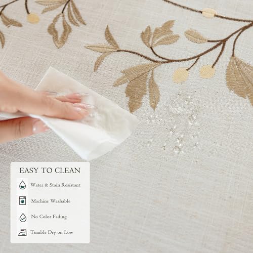 Joyfol Day Rustic Coffee Leaves Waterproof Linen Tablecloth for Dining