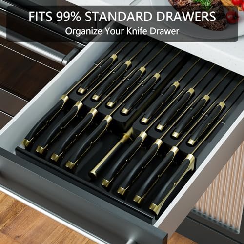 Domax Bamboo Knive Block Fit 16 Knives Plus Sharpener