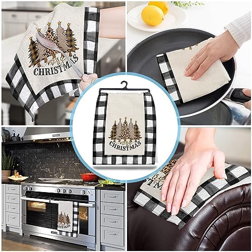 Leopard Plaid Kitchen Towels Absorbent Durable Perfect Holiday Gift