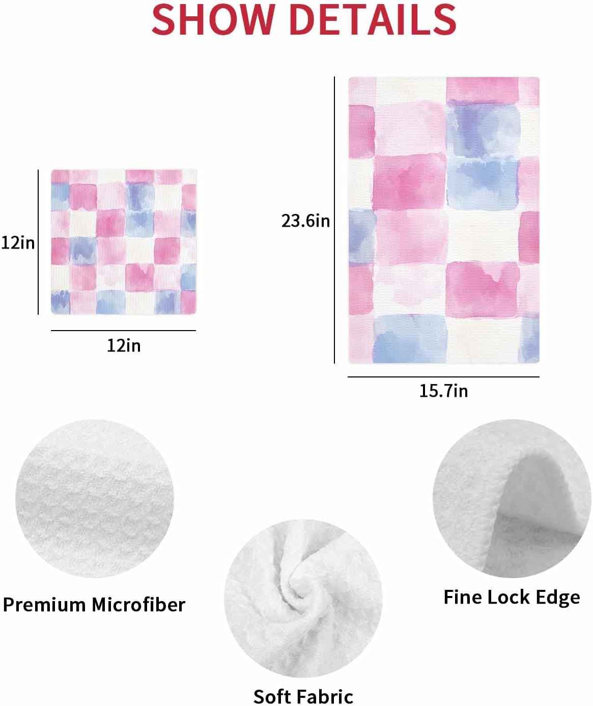 Rainbow Plaid Waffle Dish Towels Set of 3