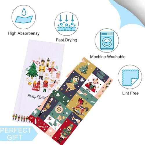 LXOMILL Nutcracker Christmas Kitchen Towels Set