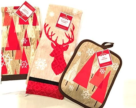 Deer Holiday Time Reindeer Kitchen Towel Set