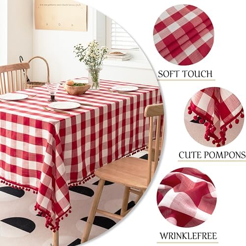 Experience Christmas Time in Style with Our Red and White Checkered Tablecloth