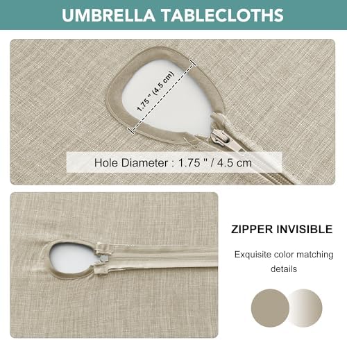 LUSHVIDA Outdoor Tablecloth with Umbrella - Durable and Water-Resistant