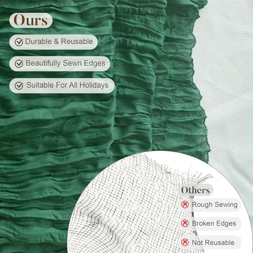 Pusunas Cheesecloth Table Runner 2 Pack 10 Ft Emerald Green