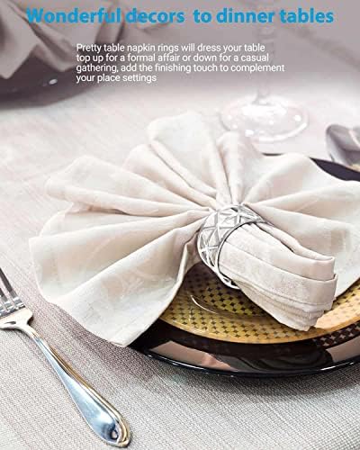 URWOOW 12 Pack Napkin Rings Silver Hollow Decor