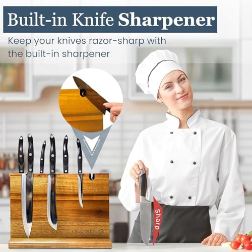 Elegant Acacia Magnetic Knife Block