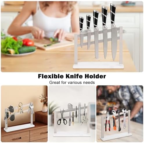 Sturdy Magnetic Knife Holder with Marble Base Perfect for Kitchen Storage