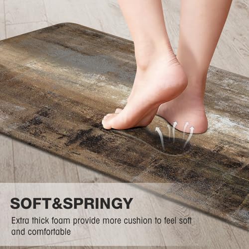 Double Anti-Fatigue Kitchen Mat Set - taupe abstract art non-slip waterproof