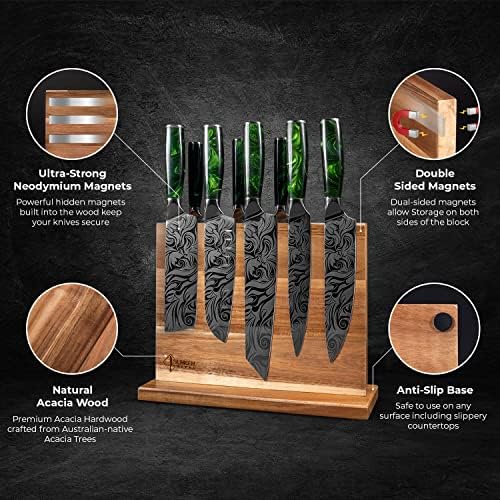 Durable Magnetic Knife Block with Natural Acacia Wood