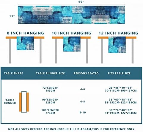Winotic Delight Table Runner Turquoise Art Design 13x90 inches
