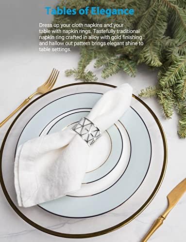 URWOOW 12 Pack Napkin Rings Silver Hollow Decor