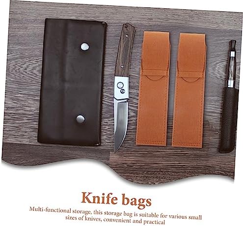 PRETTYZOOM 2pk Leather Cutlery Bag for Kitchen Storage