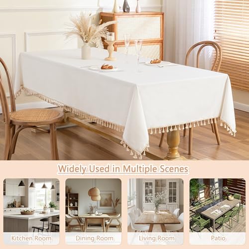 MYSKY HOME White Table Cloth 55X86 for 6-8 Seats