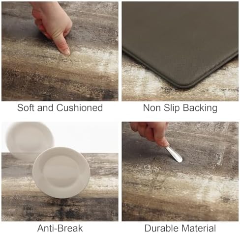 Double Anti-Fatigue Kitchen Mat Set - taupe abstract art non-slip waterproof