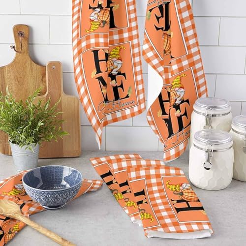 ZOE GARDEN Optical Plaid Thanksgiving Kitchen Towels 18x28 inch Dishcloth Design
