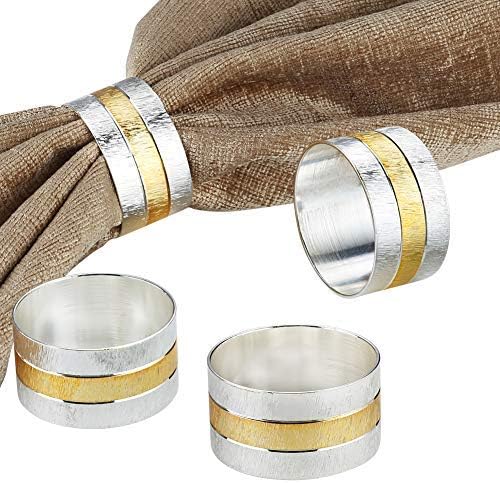Accmor Metal Gold Round Napkin Rings Set of 4