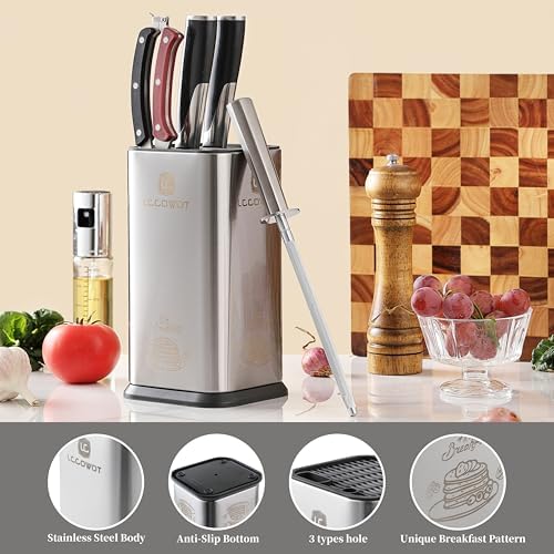 Lccowot Space-Saving Stainless Steel Knife Block