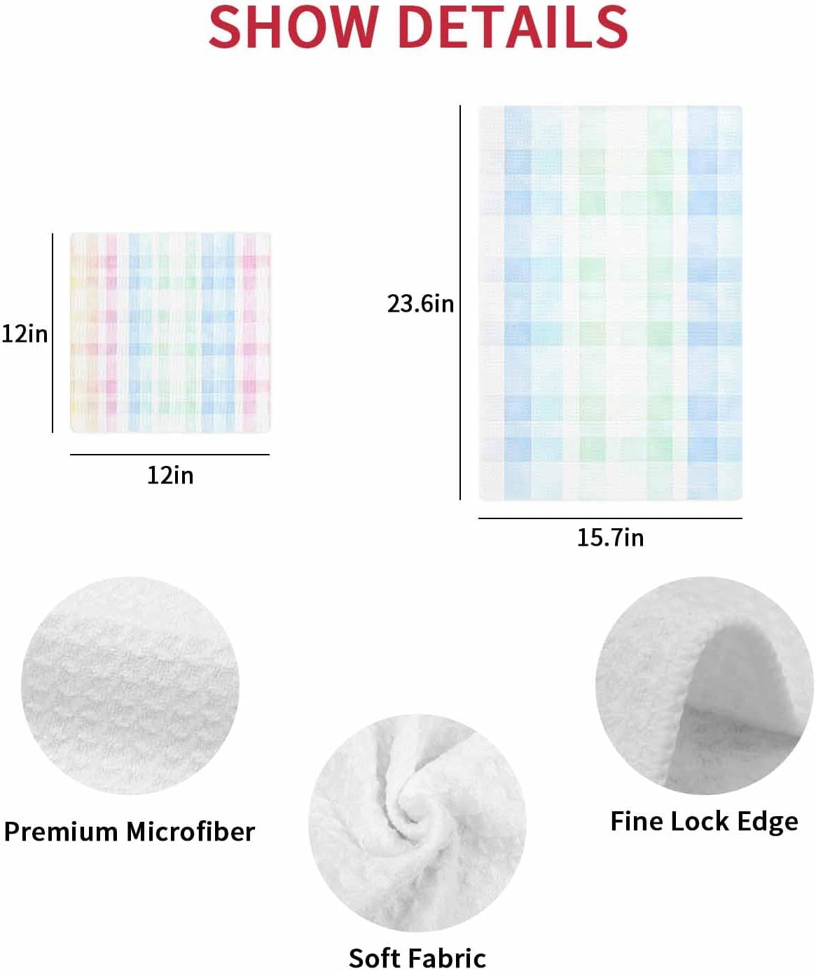 Pastel Waffle Kitchen Hand Towels Set