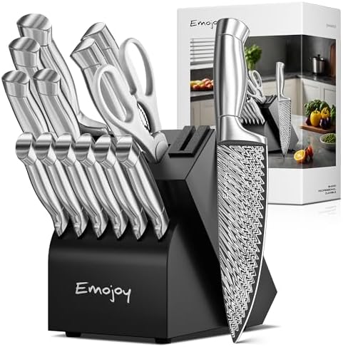 Perfect 15-Piece Knife Set with Block for Home Kitchen