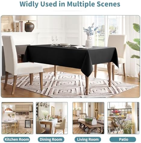 Luxury Tablecloth for Dining Spill-Proof 60x84 Black Veblandy Home Kitchen