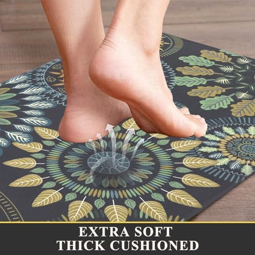 Pauwer Boho Kitchen Rugs Set of 2 Anti Fatigue Mats