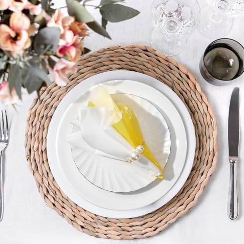 Elegant Gold Pearl Napkin Rings Set of 12