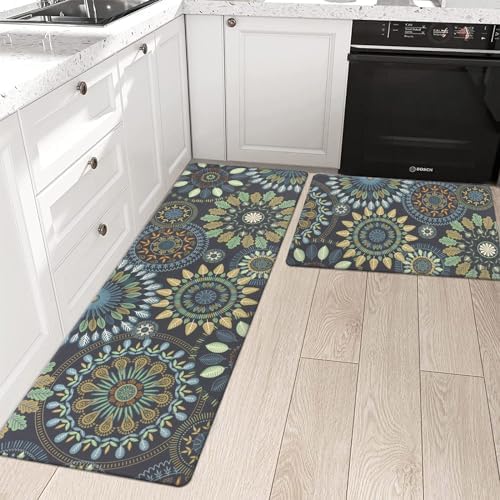 Pauwer Boho Kitchen Rugs Set of 2 Anti Fatigue Mats
