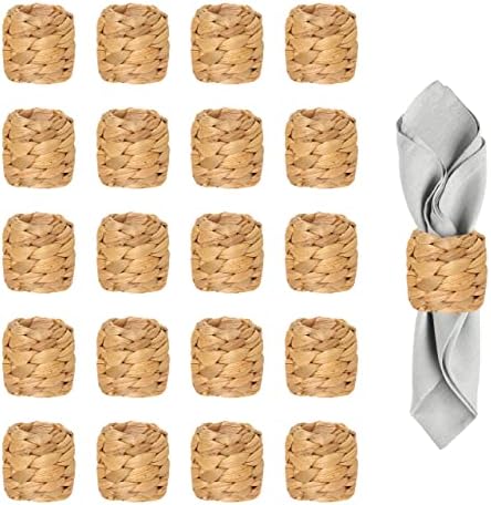 Eco-Friendly Napkin Rings WITH 20 Woven Hyacinth Napkins