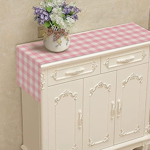 Nepnuser Gingham Table Runner - Rustic Pink White Check Plaid