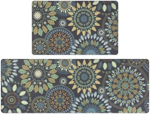 Pauwer Boho Kitchen Rugs Set of 2 Anti Fatigue Mats