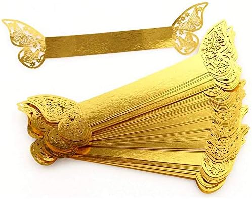Lavandi 100PCS 3D Gold Butterfly Napkin Rings Elegant Party Napkins 45x13