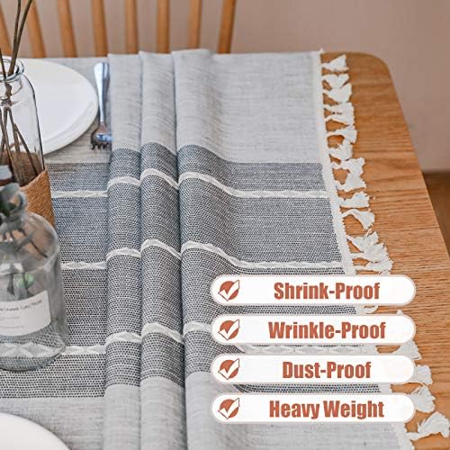 Vonabem 60-inch Round Tablecloth with Tassel Durable Stylish for Kitchen Dining