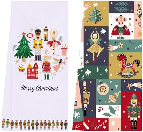 LXOMILL Nutcracker Christmas Kitchen Towels Set