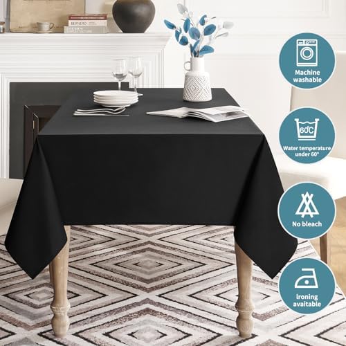 Luxury Tablecloth for Dining Spill-Proof 60x84 Black Veblandy Home Kitchen