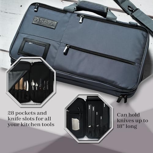 Asaya Chef Knife Bag - 28 Pockets - Durable - Ballistic Nylon