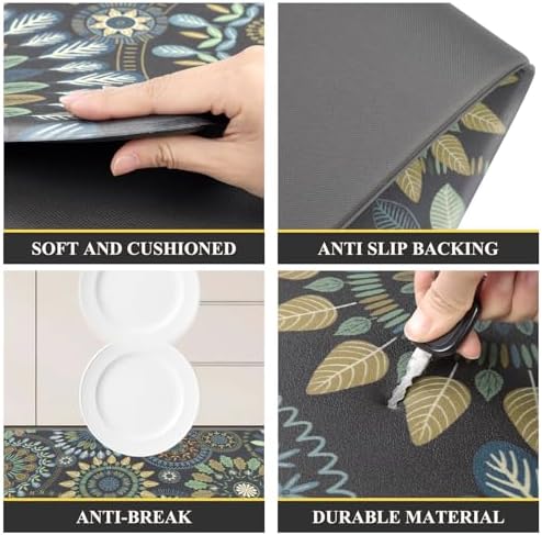 Pauwer Boho Kitchen Rugs Set of 2 Anti Fatigue Mats