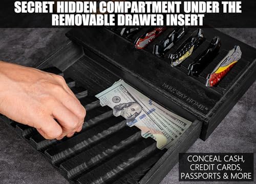 Sturdy Black Pocket Knife Case with Removable Drawer 16 Knives Display
