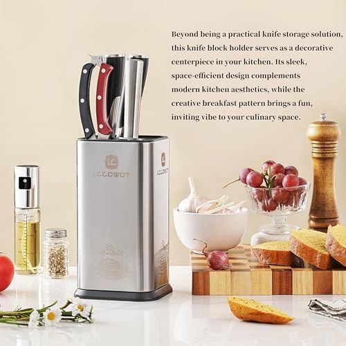 Lccowot Space-Saving Stainless Steel Knife Block