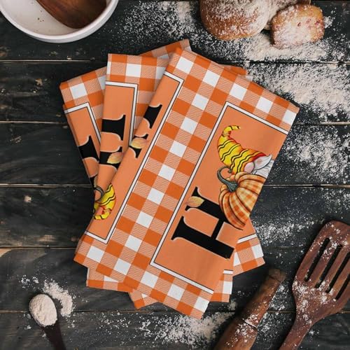 ZOE GARDEN Optical Plaid Thanksgiving Kitchen Towels 18x28 inch Dishcloth Design